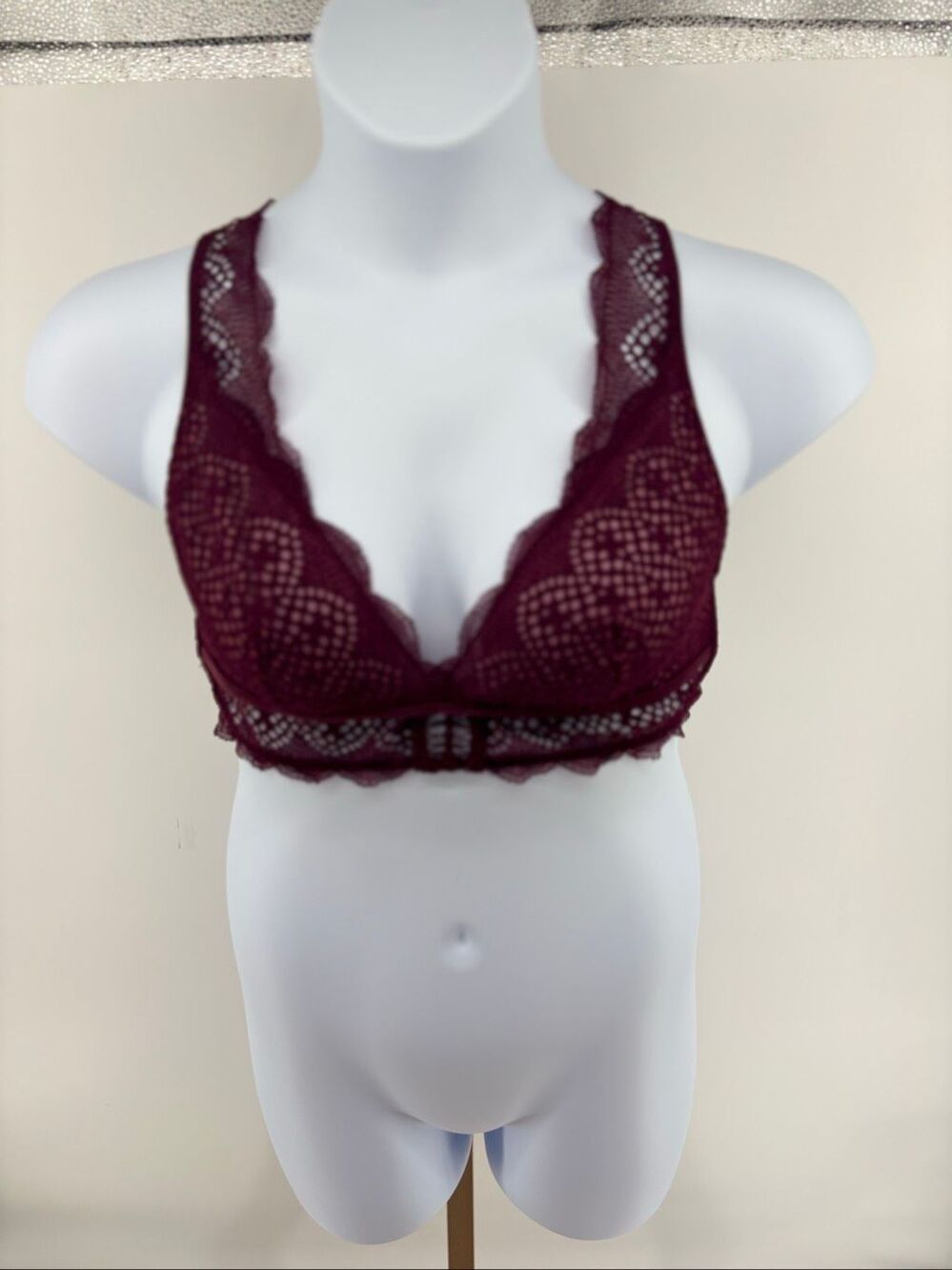 Victoria’s Secret Lace Racerback Bralette Womens Large Burgundy